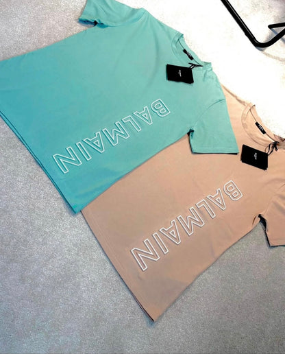 Balmain Logo-Embossed Cotton T-shirt Mint Green