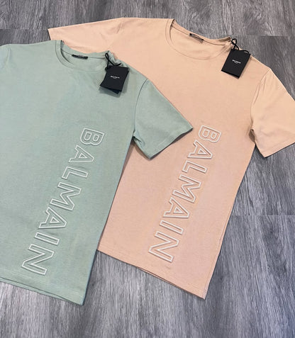 Balmain Logo-Embossed Cotton T-shirt Sand