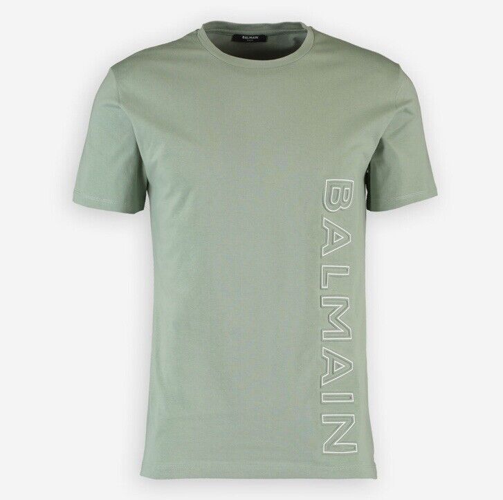 Balmain Logo-Embossed Cotton T-shirt Mint Green