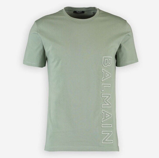 Balmain Logo-Embossed Cotton T-shirt Mint Green